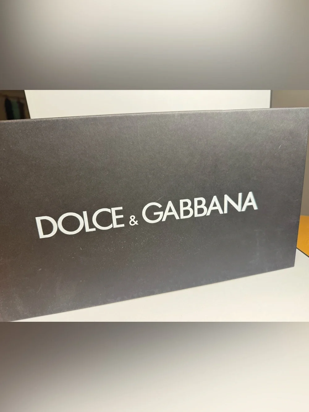 Dolce & Gabbana White Leather Sneakers with Black Script and Red patent Heel Tab